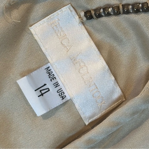 Jessica McClintock 14 Sequined Lace Maxi Dress Vintage 90s Evening Ivory Bridal - Picture 2 of 11